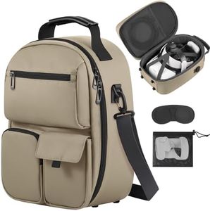 FOREGOER Carrying Case for Meta Quest 3/Oculus Quest 2, Hard Travel Storage Case Compatible with Meta Oculus Quest 2 Headset, Quest Pro and Accessories, VR All-in-One Gaming Headset (khaki)