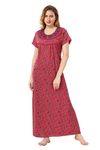 Soulemo Women's Blended Printed Maxi Nighty (861AXL_ruby_XL)