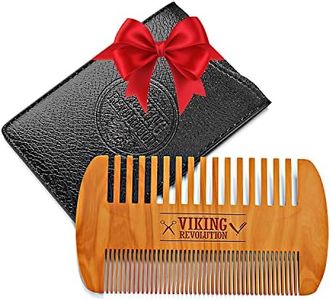 Wooden Beard Comb & Case, Dual Action Fine & Coarse Teeth, Perfect for use with Balms and Oils, Top Pocket Comb for Beards & Mustaches by Viking Revolution