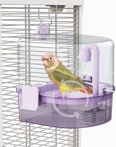 YOOSO WING Automatic Bird Baths for Cage – Indoor Parakeet Bath with Pump, Bird Shower with 2 Modes Running Water, Bird Cage Accessory for Pet Birds Conure Budgies Cockatiels Lovebird (Purple)
