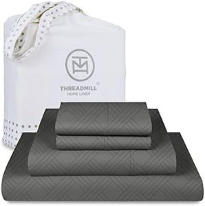 Luxury 100% Cotton King Sheets - 800 Thread Count Jacquard Celine Dark Grey, Better Than Egyptian Cotton,4 Pc Striped Bed Set, Damask Sheets, Fits 16'' Deep Pocket by Threadmill