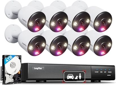 LongPlus Security Camera System 4K, 16CH Nvr Wired 8MP Outdoor House Security System, 8 PoE IP Cameras, LED Spotlights Color Night Vision, 2.8mm Lens, 132°FOV, 2-Way Audio, 24/7 Recording, 4TB HDD