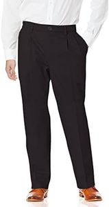 Dockers Men's Relaxed Fit Signature Khaki Lux Cotton Stretch Pants-Pleated, Black, 40W x 30L