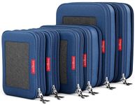 LeanTravel Compression Packing Cubes for Travel Organizers with Double Zipper (6-Pack (2L+2M+2S), Navy)