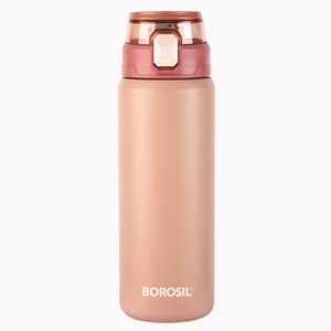 Borosil Aquasport 600 ml Stainless Steel Insulated Water Bottle | Double Wall Vaccum Insulated, Flask | 10 Hours Hot & Cold | Bottle for Office, Gym, School | 1 Year Warranty, Peach