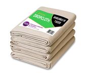 Heavy Purpose Canvas Drop Cloth by CCS CHICAGO CANVAS & SUPPLY- Cotton Canvas Cover Floor Furniture Protection - Washable & Reusable Dropcloth Against Paint, Dust, Dirt - 4 Piece Set, 5 by 20 Feet