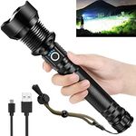 Rechargeable LED Flashlights, 990000 High Lumens Super Bright Flashlight, Tactical XHP90 Flashlight with 5 Modes, Zoomable, Military Grade Waterproof Flashlights for Emergencies, Camping