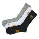 Timberland Men's 3PP Yellow Boot Logo HC Crew Socks, Multi, L