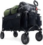TIMBER RIDGE Festival Trolley on Wheels, 200L Folding Camping Wagon with Adjustable Handle & Cup Holder, Collapsible Beach Cart Foldable for Outdoor Garden Picnic Shopping 100KG Capacity, Black