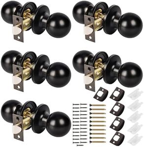 Belle Vous Pack de Pomos de Puerta Redondos - 5x Manetas Pomo Negro Sin Llave para Puertas Interior Exterior y Entrada Casa - Manillas Picaporte de Acero Inoxidable Sin Bloqueo