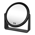 FANCYSEEU 7 Inch Magnifying Makeup Mirror Double Sided with 1X / 7X Magnification, 360° Rotation Tabletop Vanity Mirror, High Definition Cosmetic Mirror, Black