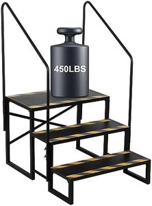 jxgzyy 3 Steps RV Stairs 5th Wheel Stair, Hot Tub Steps Outdoor RV Alloy Steel Step Ladder Support, Quick Eases Boarding and Exiting for RV and Travel Camper Trailers Non Slip Assist Handrail