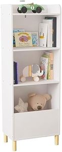 CuisinSmart Bookshelf for Kids, 4-Tier Toddler Bookshelf Kids Bookcase Kids Toy Storage Organizer Book Shelves for Kids Room, Playroom, Nursery and Kindergarten White