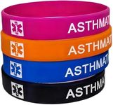 4 Medical Alert Asthmatic Silicone Bracelet, ASTHMA Medical Warning Wrist Band, Adult, Silicone