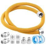 Puxyblue 48" Flexible Gas Line Kit for Dryer, Stove, Range, Flexible Stainless Steel Gas Dryer Connector Kit, 5/8 in.OD(1/2 in. ID)Dryer Gas Line with Connector 1/2" FIP & 1/2" MIP & 3/4" MIP Fitting