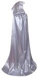 Txian Extra Long Hooded Satin Cloak, Halloween Christmas Fancy Cape for Adults - Various Colors (Silver)