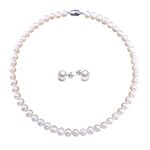 VIKI LYNN Freshwater Pearls Necklace sets White 8-9 mm Cultured Pearl Necklace and Earring sets for Wedding