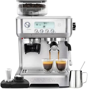 CASABREWS Espresso Machine with Grinder, Professional Coffee Maker with Milk Frother Steam Wand, Barista-Quality Cappuccino Latte Machine with LCD Display, Great for Coffee Enthusiasts