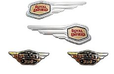 Gate 7 Fuel Tank Monogram & Side Panel Monogram/Badge/Emblem in Golden Colour for All Bullet, Classic 350cc, Electra 350cc & Standard 350 Models (Set of 4, Golden)