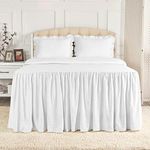 Mellanni Single-Tier Bedspread King Size Set - 3-Pieces: Ruffle Queen Bedspread & 2 Shams - 30" Drop Ruffle Bedskirt for Total Coverage - Ultra-Soft Bedding (King, White)