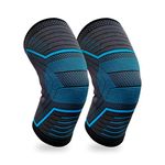 KONEX Knee Support for Men Knee Sleeves Braces Pair for Sports, Workout, Pain Relief, Knee Cap Compression Support, Exercise, Running, Cycling (Blue, XL)