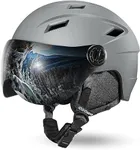 Odoland Ski Helmet with Ski Goggles, Light Weight Snowboard Helmet and 2-in-1 Visor Detachable Goggles Set, Snow Sport Helmets for Men Women,Dark Gray,L