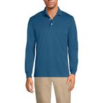 Lands' End Men's Long Sleeve Super Soft Supima Polo Shirt, Evening Blue, Large