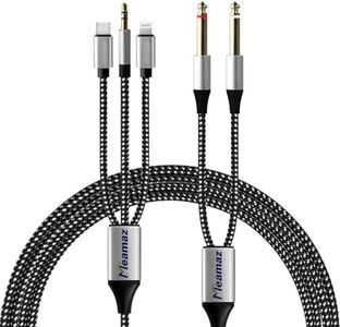 Meamaz 6.56FT MFi Certified Lightning to RCA Cable, RCA to 3.5mm, 1/4 Inch TRS Cable Audio Adapter, 3-in-1 Splitter Aux Audio Cord Compatible for iPhone, iPod, Amplifiers, Home Theater, Speaker