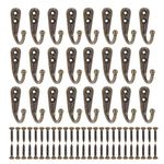 24 Pieces Coat Hooks, Wall Mounted Hook Robe Hooks Coat Hook Single Coat Hanger Cloth Hanger with 50 Pieces Screws for Cloakroom Bath Kitchen Garage (Bronze)