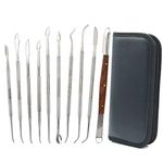 Wax Carvers Tools, 10 Pcs Double-Ended Stainless Steel Wax Clay Sculpting Carving DIY Tools Kit, Spatula Chisel Carver Set and Carrying Case for Sculpting, Detailing, Pottery Carving