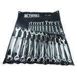 K Tool International 41803 Metric Combination Wrench Set for Garages, Repair Shops, and DIY, Chrome Plated, 12-Point, Laser Engraved, Corrosion/Rust Resistant, 8-32mm Wrenches, 23-Slot Sleeve