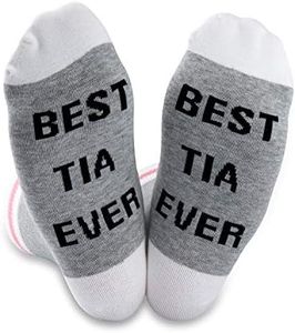 2PAIRS Tia Gift Aunt Gift Aunt Appreciation Gift 2 PACKS Woman Novelty Cotton Socks for Auntie, Best Tia Ever, Medium