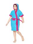 SAND DUNE Kids Girl Hood Bathrobe | Terry Cotton Shower Gown | Half Sleeve Knee Length Kids Girl Bath Robes | Pocket with Waist belt Kid Girl Bathrobes | Turqoise Bathrobe | 14-15 Year Kid