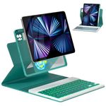 Magnetic Keyboard Case for iPad Air 5th 4th Generation 10.9 inch Pro 11 1st/2nd/3rd/4th, 7 Color Backlight BT Keyboard Folio with Pencil Holder 2022 2021 2020 2018(Teal)