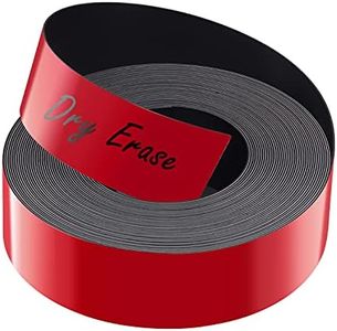 LLPT Dry Erase Magnetic Label Strips 1” x 26 Ft Blank Writable Magnet Roll Labels Reusable Cutable for Refrigerator Shelf Whiteboard Toolbox Craft and Other Metallic Surfaces Red (DMS156)