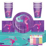 Gymnastics Party Supplies Pack Serves 16: Gymnast Dessert Plates Beverage Napkins Cups and Table Cover For Girls, Kids, Children - Strong, Durable, Gymnastics Decorations - Includes Birthday Candles