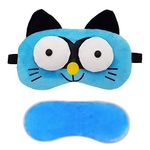 Jenna Cute 3D Sleeping Eye Shade Mask Cover For Insomnia, Meditation, Puffy Eyes And Dark Circles With Gel Pack Cat Blue