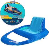 SwimWays Spring Float XL Recliner Chair for Swimming Pool, Inflatable Pool Floats Adult with Fast Inflation, Cup Holder & Foot Rest, Supports Up to 300 lbs, Blue