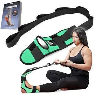 DMoose Fitness Foot & Calf Stretcher with Adjustable Padded Stretching Strap for Plantar Fasciitis, Hamstring, Heel Spurs and Achilles Tendonitis Relief - Yoga Leg Stretch Strap (Mint Green)