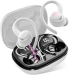 Jesebang Wireless Earbuds, Bluetooth 5.3 Headphones, 2024 Wireless Earphones HiFi Stereo Sound with ENC Mic, Sport Headsets in Ear EarHooks for Running, 40H Dual LED Display, White