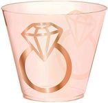 Amscan Blush Wedding Diamond Hot Stamped Plastic Tumbler 30 Pieces