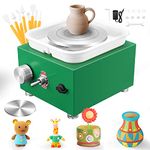 PaNt Mini Pottery Wheel 2000RPM Electric Pottery Wheel with Removable ABS Basin and 6.5cm-10cm Turntable Fingertip Clay Wheel Adjustable Speed Clay Tool Machine for Art Craft Gift (Green)