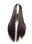 29.5 Inches 75cm Womens Long Straight Wig with Side Bangs Heat Resistant Synthetic Wigs for Fun, Night out Halloween Cosplay Party Costume Wig