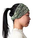 Sustainable Wide Pre-tied Yoga Headband - Cotton Eco Headbands For Women Boho Hair Bands For Women Design Green