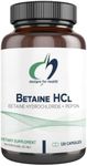 Designs for Health Betaine HCl with Pepsin - 750mg Betaine Hydrochloride + Protein Digestive Enzyme - Non-GMO Supplement to Support Digestive Function (120 Capsules)