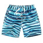 FedMois Boys Swimming Trunks Quick Dry Beach Shorts Boardshorts, Sky Blue, 13-14 Years