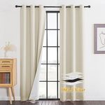 RYB HOME PM 2.5 Filter Curtains for Living Room/Bedroom, Soundproof Blackout Large Window Curtains for Dust Sandstorms Smog Pollen Odor Filtering, Beige, W42 x L84 inch, 2 Panels