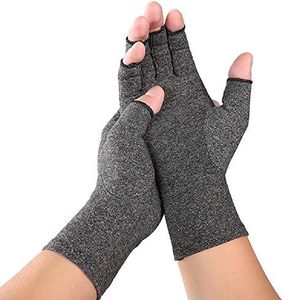 VITTO Warmth and Fingerless Compression Gloves - Help Increase Circulation, Minimize Pain and Promote Healing 1x Pair - Grey, Small