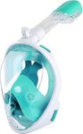 Olpad 180° Full Face Snorkeling Mask, Wide View Snorkel Set, Anti-Fog Anti-Leak Portable Underwater Diving Swimming Scuba Full Dry Free Breathing (Green [L/XL])