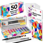 Funcils Water Colour Paint Set - Watercolor Paint Set for Kids, Adults, Beginners | 50 Artist Quality Professional Watercolor Paint Kit - Watercolour Paint Palette, Painting Art Supplies for Adults